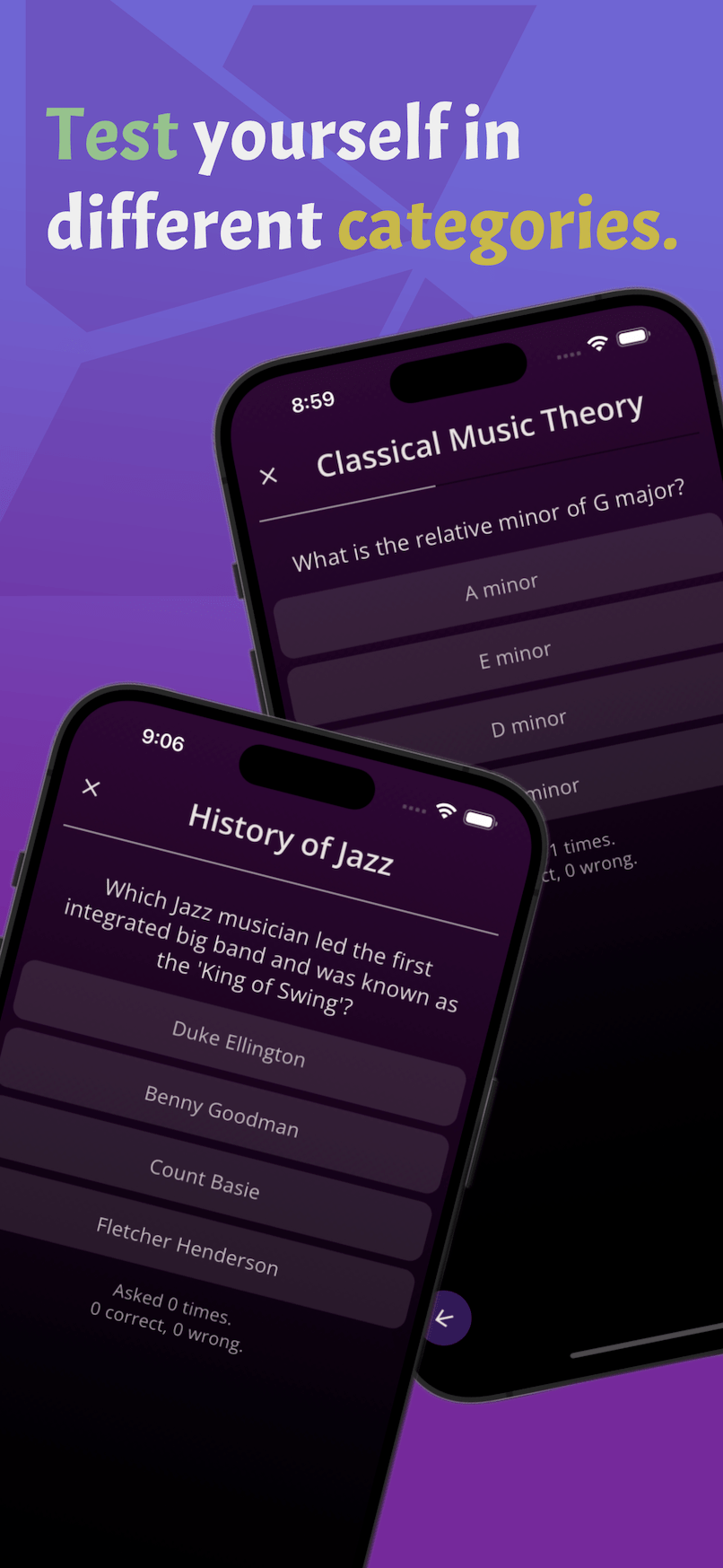 Sample Questions about Classical Music, History of Jazz, Music Theory